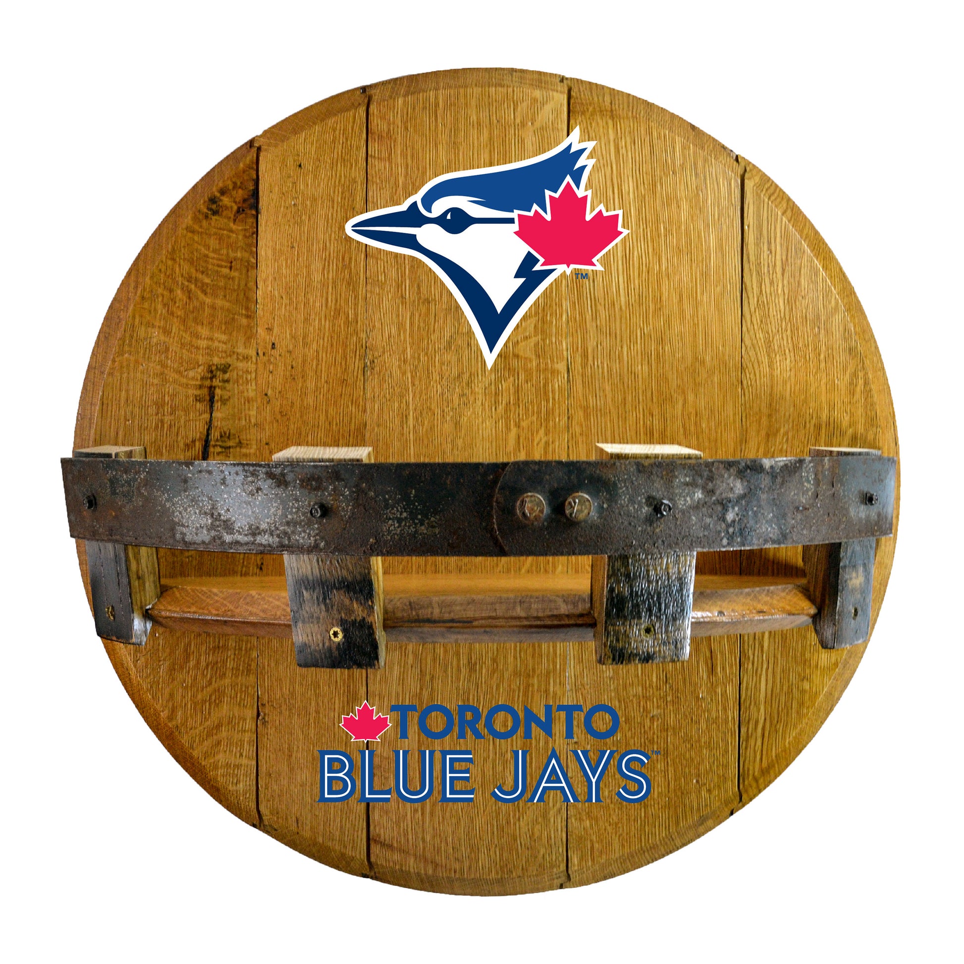 Toronto Blue Jays whiskey barrel shelf