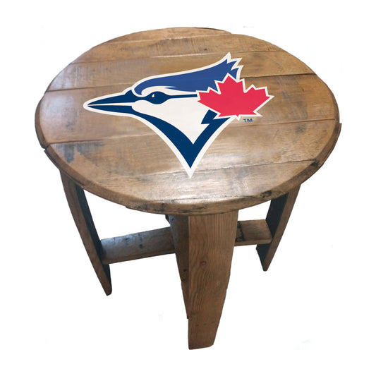 Toronto Blue Jays whiskey barrel end table