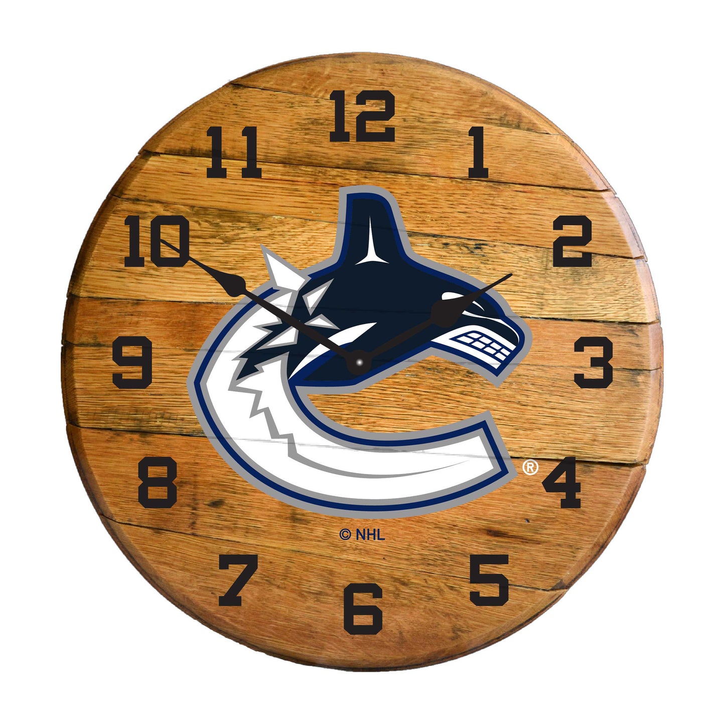 Vancouver Canucks whiskey barrel wall clock