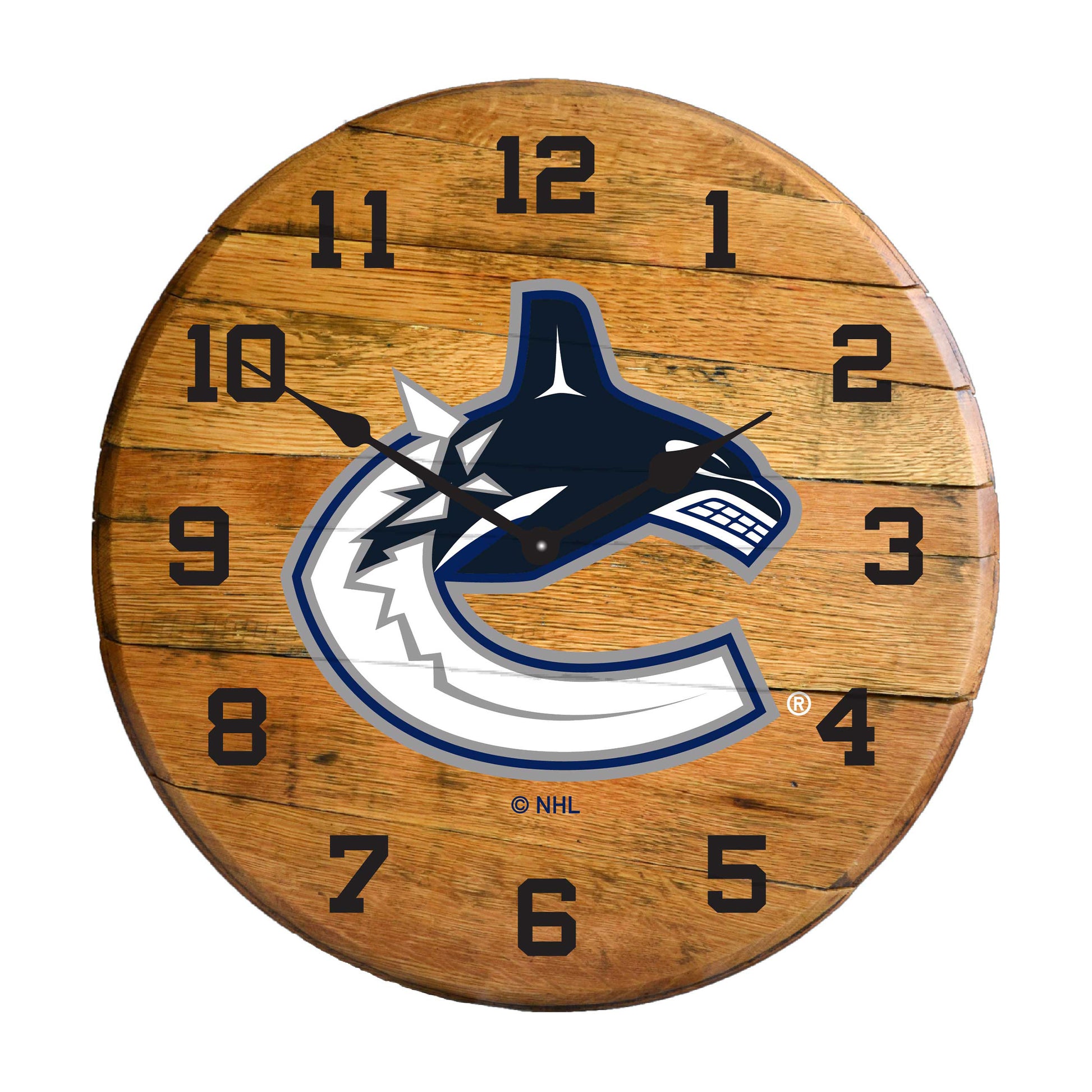 Vancouver Canucks whiskey barrel wall clock