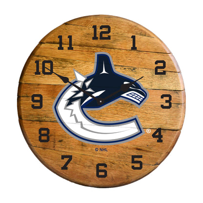Vancouver Canucks whiskey barrel wall clock