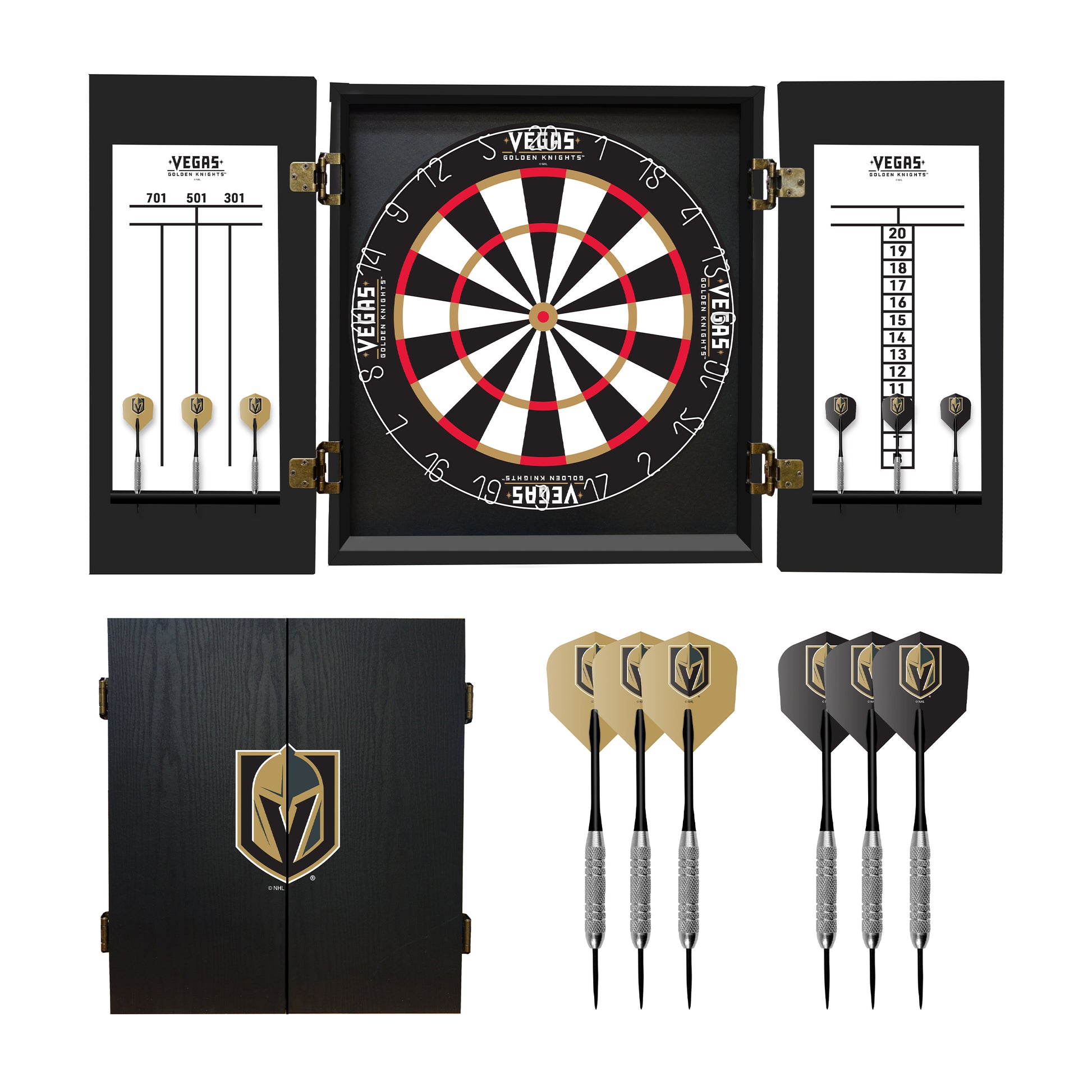Vegas Golden Knights Dart Board Cabinet Set