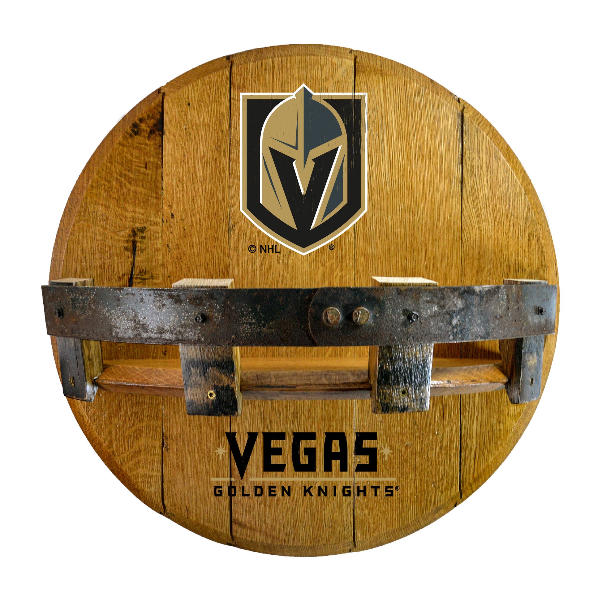 Vegas Golden Knights whiskey barrel shelf
