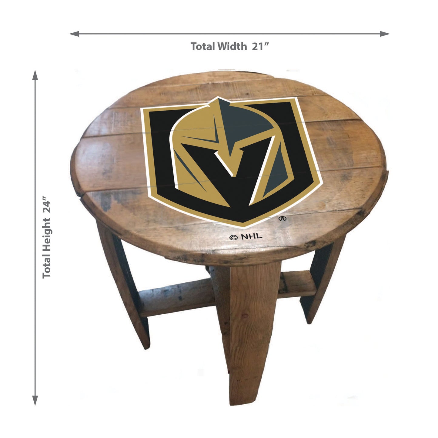 Vegas Golden Knights whiskey barrel end table dimensions