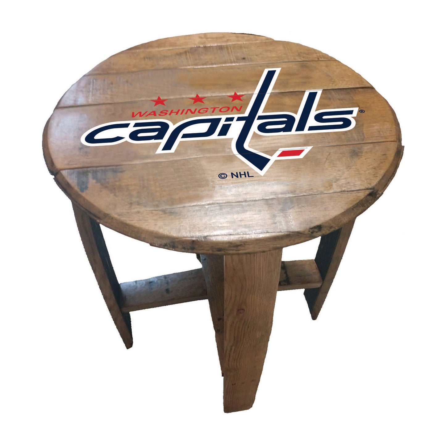 Washington Capitals whiskey barrel end table