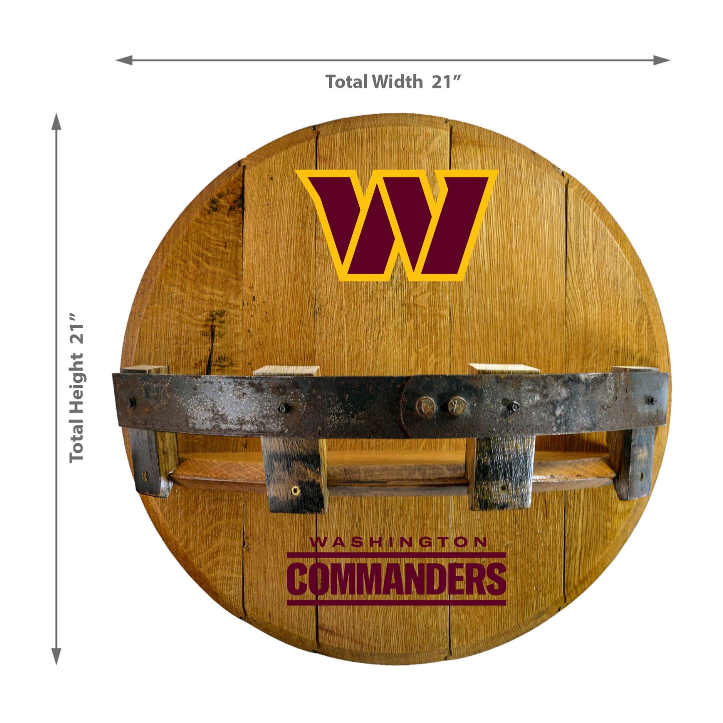 Washington Commanders whiskey barrel shelf dimensions