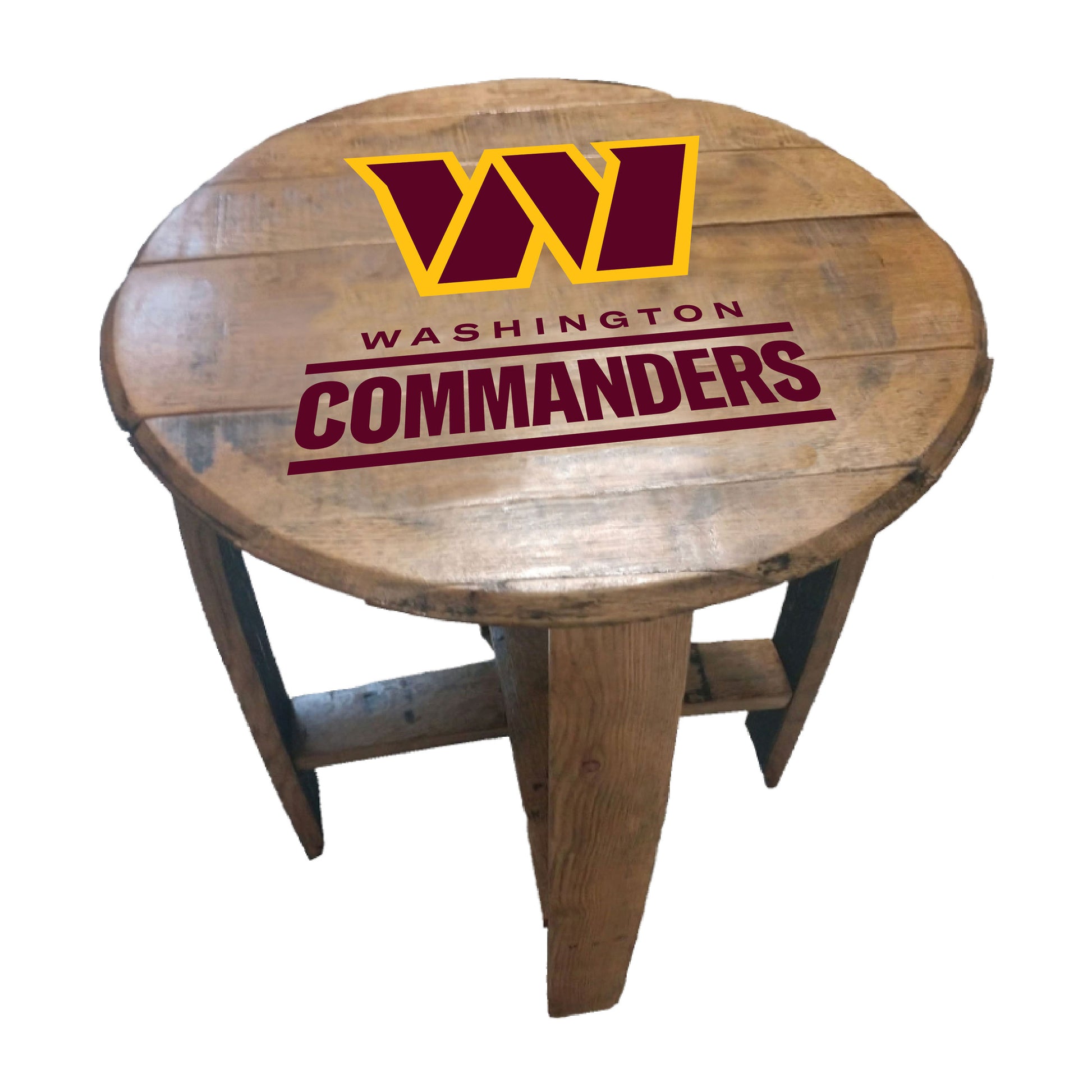 Washington Commanders whiskey barrel end table