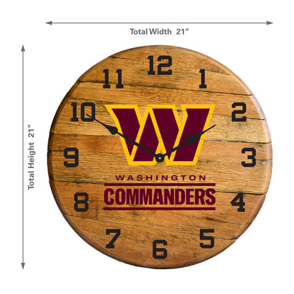 Washington Commanders whiskey barrel wall clock dimensions