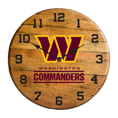 Washington Commanders whiskey barrel wall clock