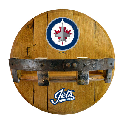 Winnipeg Jets whiskey barrel shelf