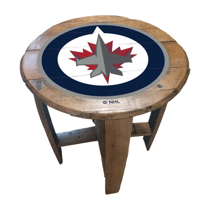 Winnipeg Jets whiskey barrel end table