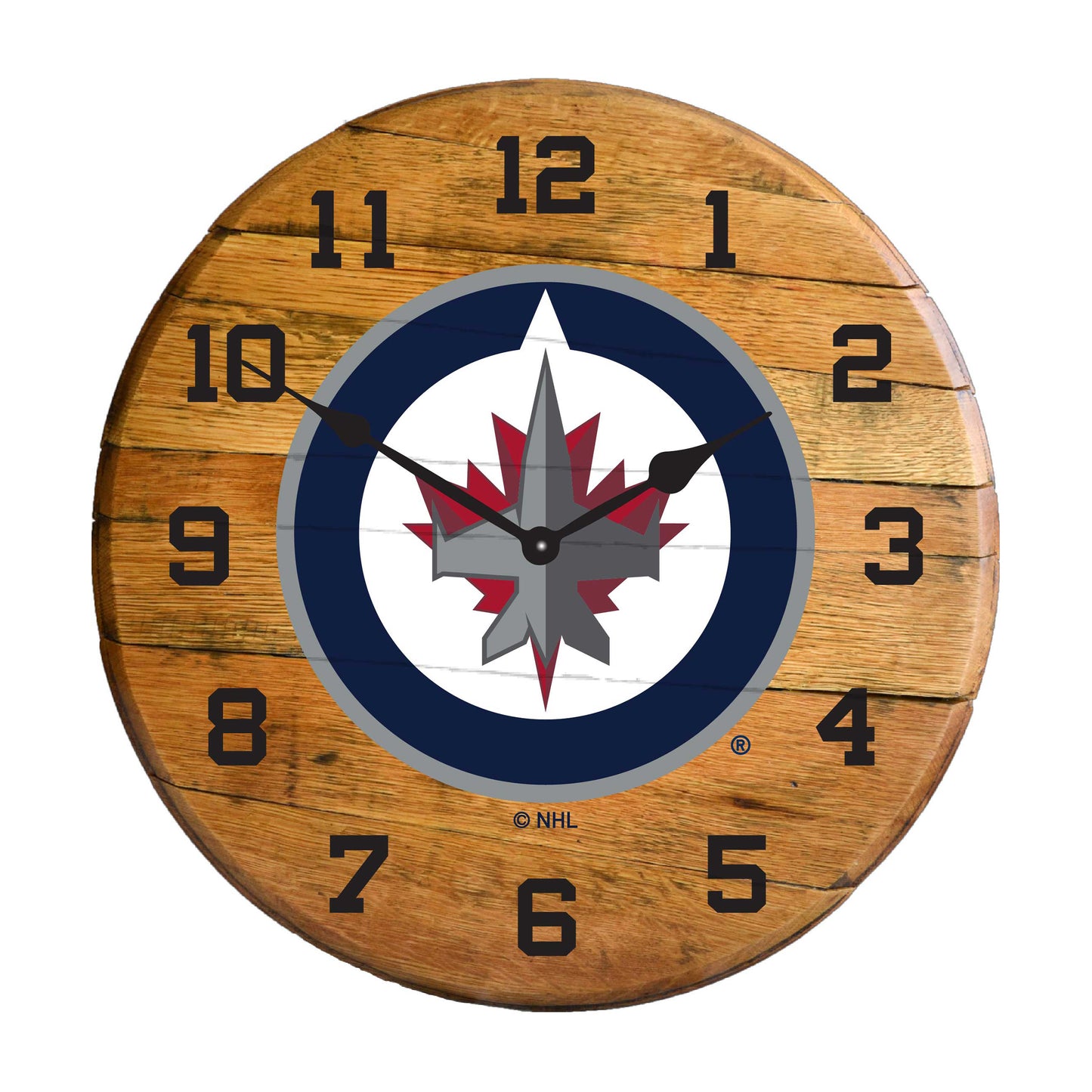 Winnipeg Jets whiskey barrel wall clock
