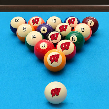 Wisconsin Badgers logo pool ball set