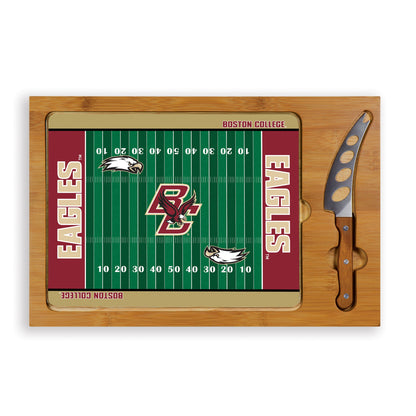 Boston College Eagles Football Field - Icon Glass Top Cutting Board & Knife Set
