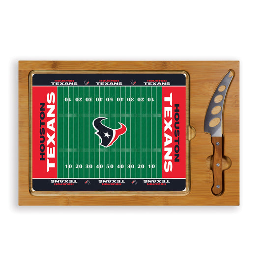 Houston Texans Football Field - Icon Glass Top Cutting Board & Knife Set