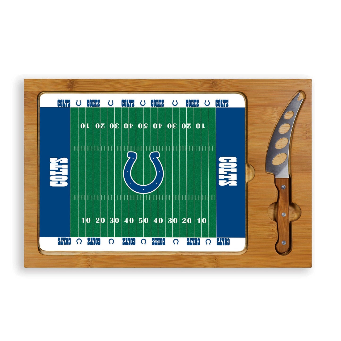 Indianapolis Colts Football Field - Icon Glass Top Cutting Board & Knife Set