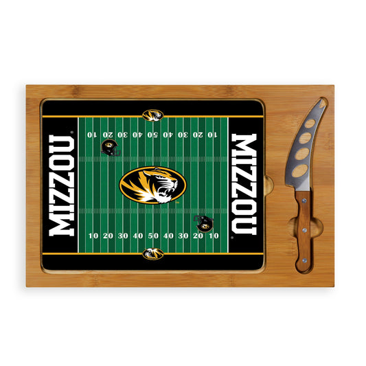 Mizzou Tigers Football Field - Icon Glass Top Cutting Board & Knife Set