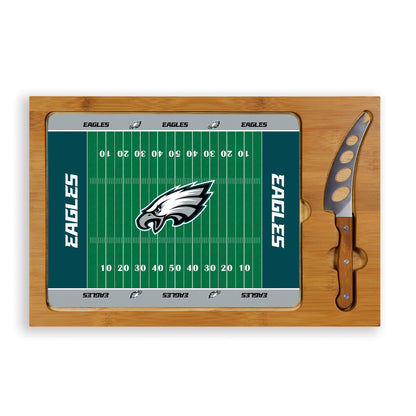 Philadelphia Eagles Football Field - Icon Glass Top Cutting Board & Knife Set