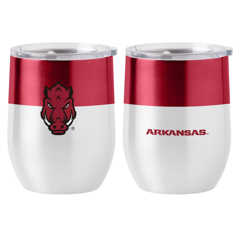 Arkansas Razorbacks color block curved drink tumbler