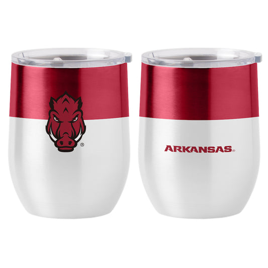 Arkansas Razorbacks color block curved drink tumbler