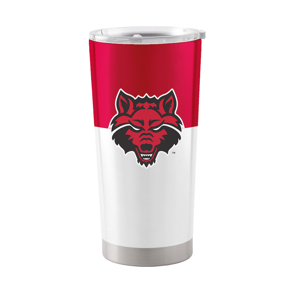 Arkansas State Red Wolves 20 oz color block travel tumbler