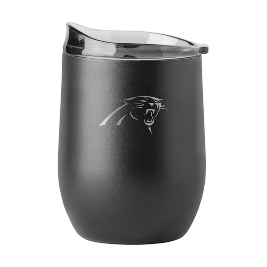 Carolina Panthers black etch curved drink tumbler