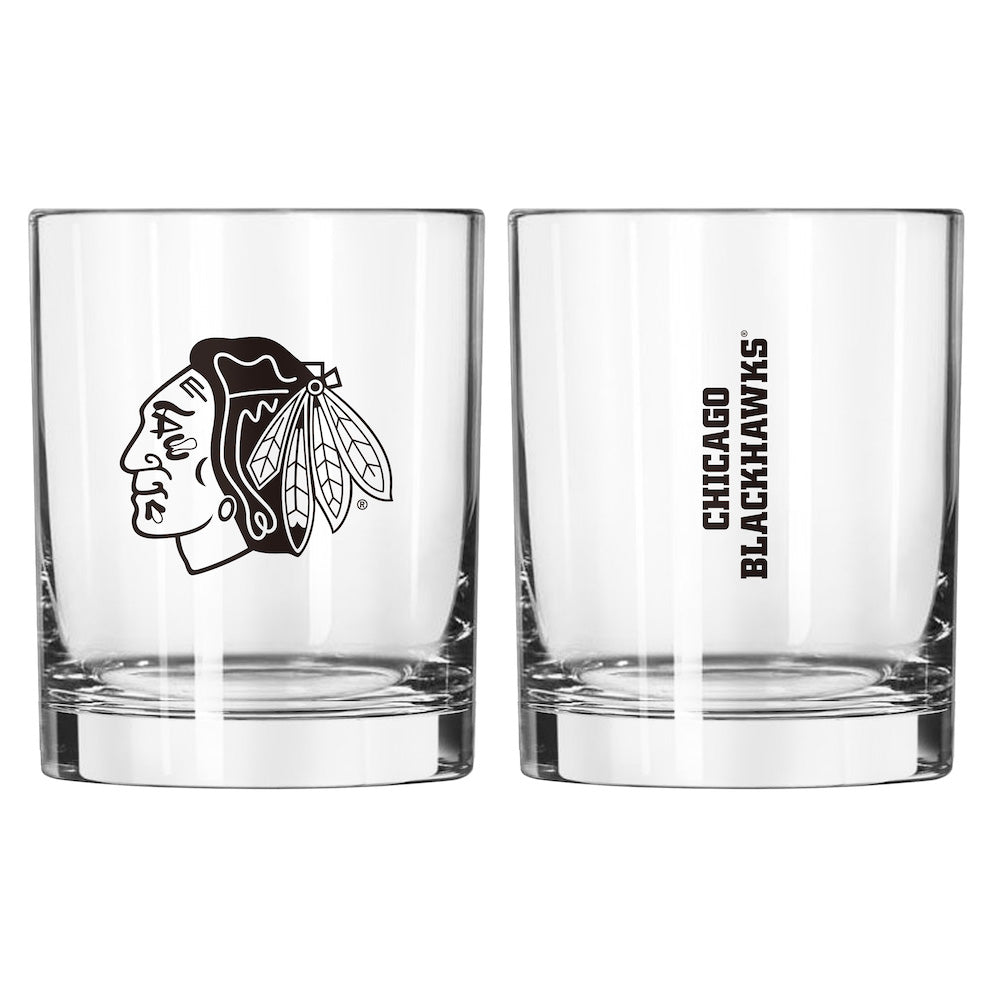 Chicago Blackhawks Rocks Glass
