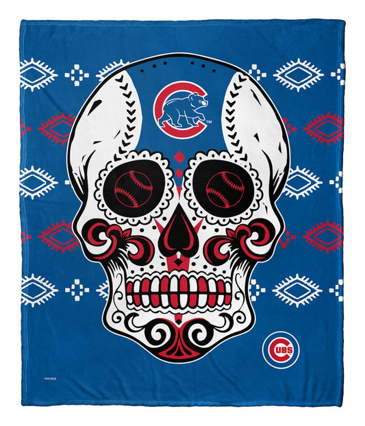 Chicago Cubs CANDY SKULL silk touch throw blanket