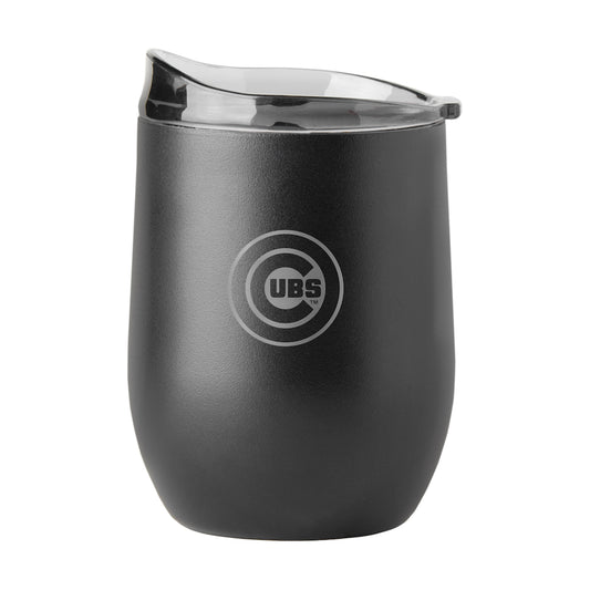 Chicago Cubs black etch curved drink tumbler