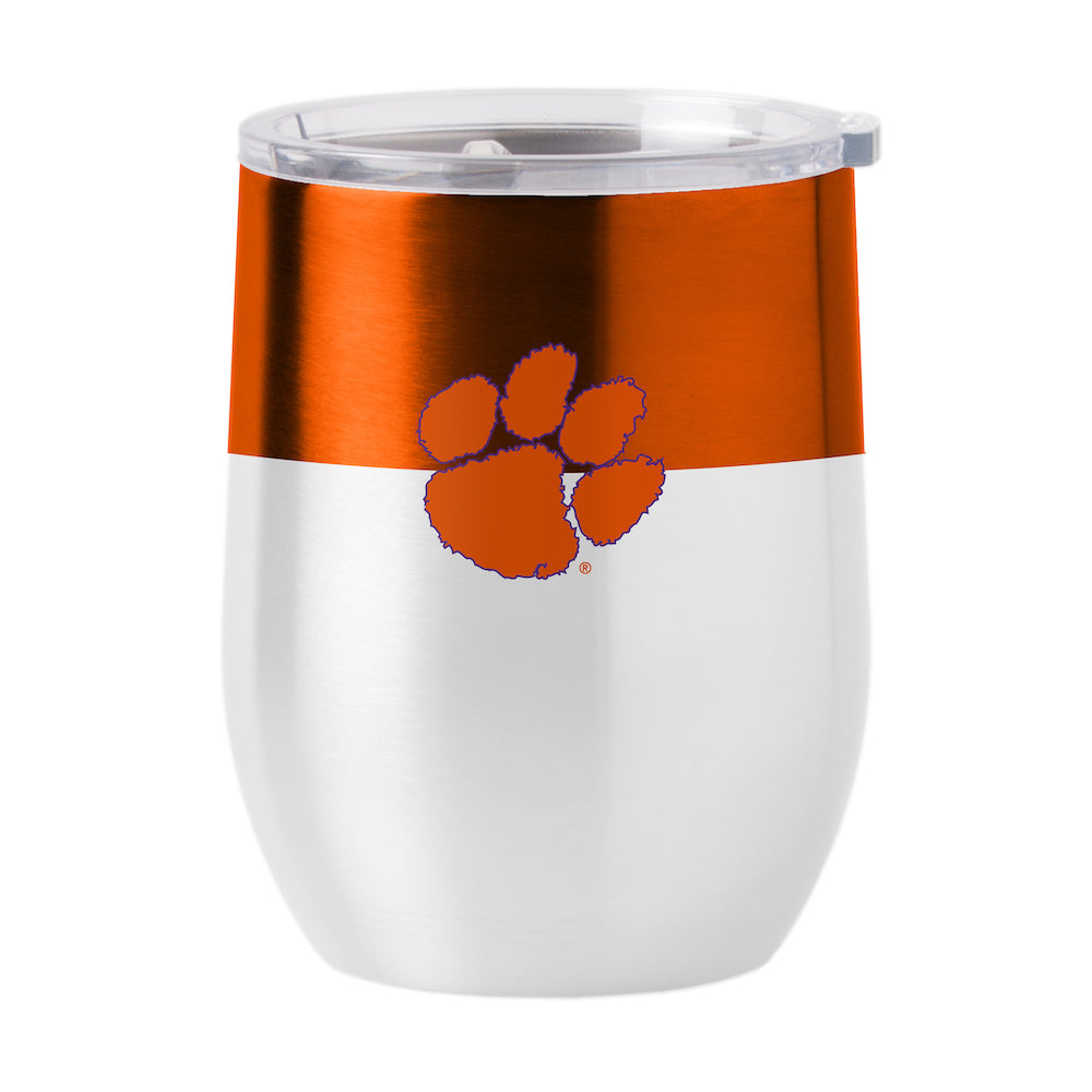 Clemson Tigers color block curved drink tumbler