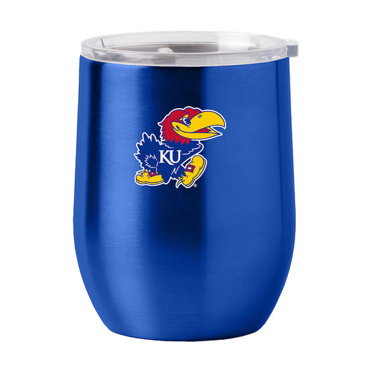 Kansas Jayhawks stainless steel curved drink tumbler