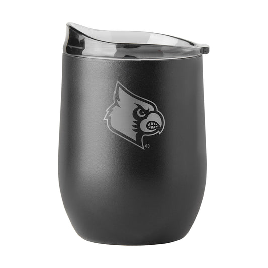 Louisville Cardinals black etch curved drink tumbler