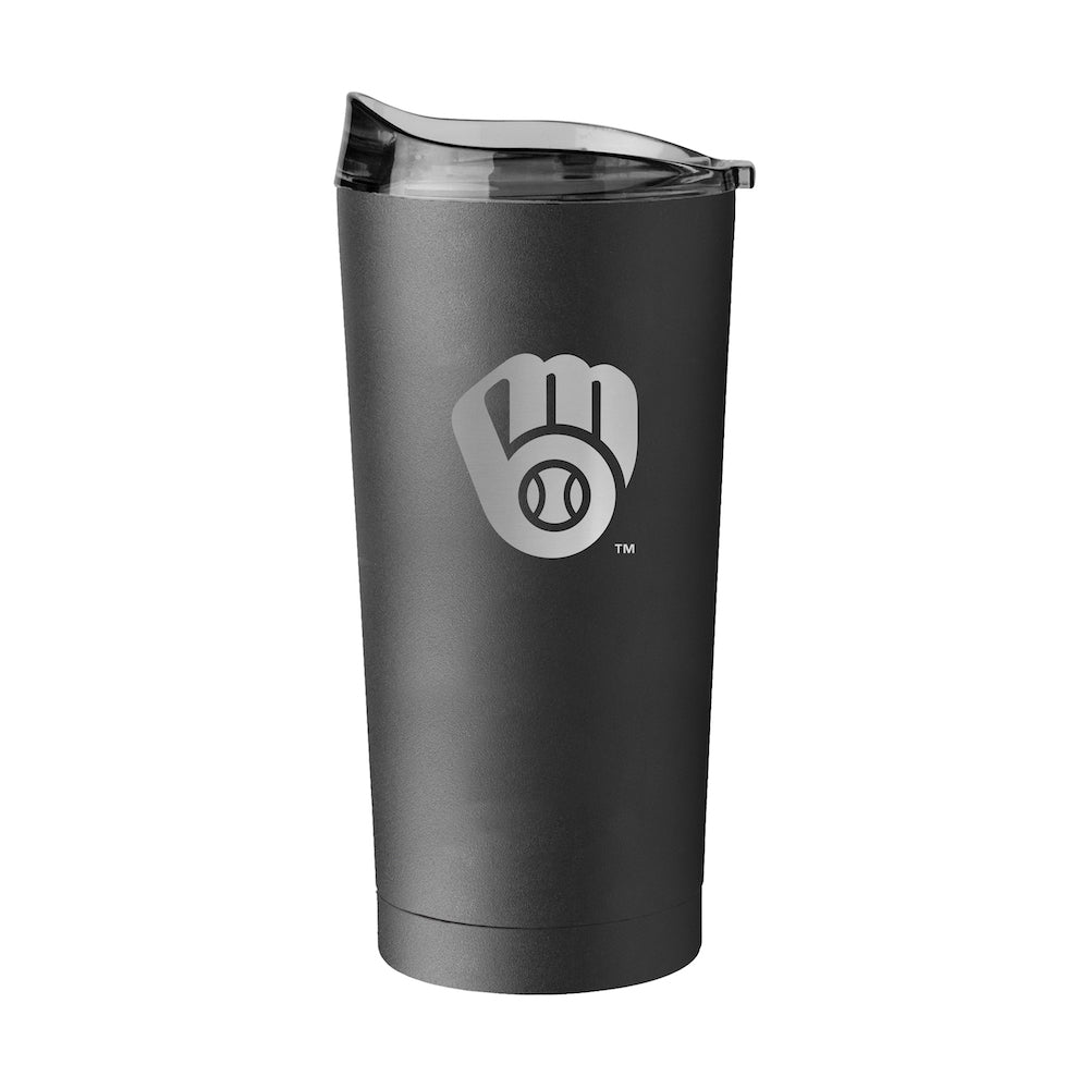 Milwaukee Brewers 20 oz black etch travel tumbler