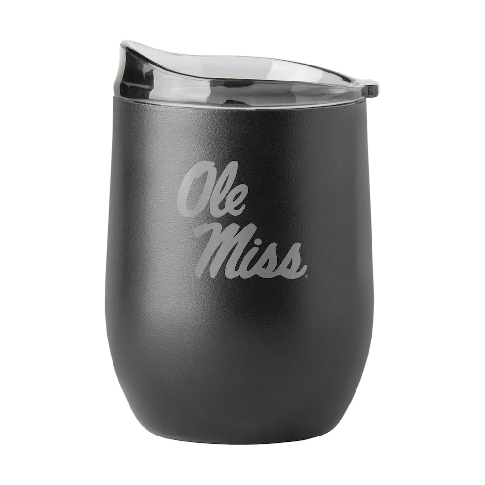Mississippi Rebels black etch curved drink tumbler