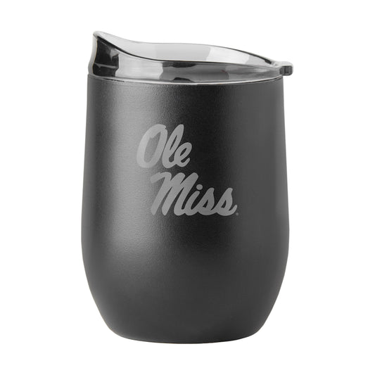 Mississippi Rebels black etch curved drink tumbler