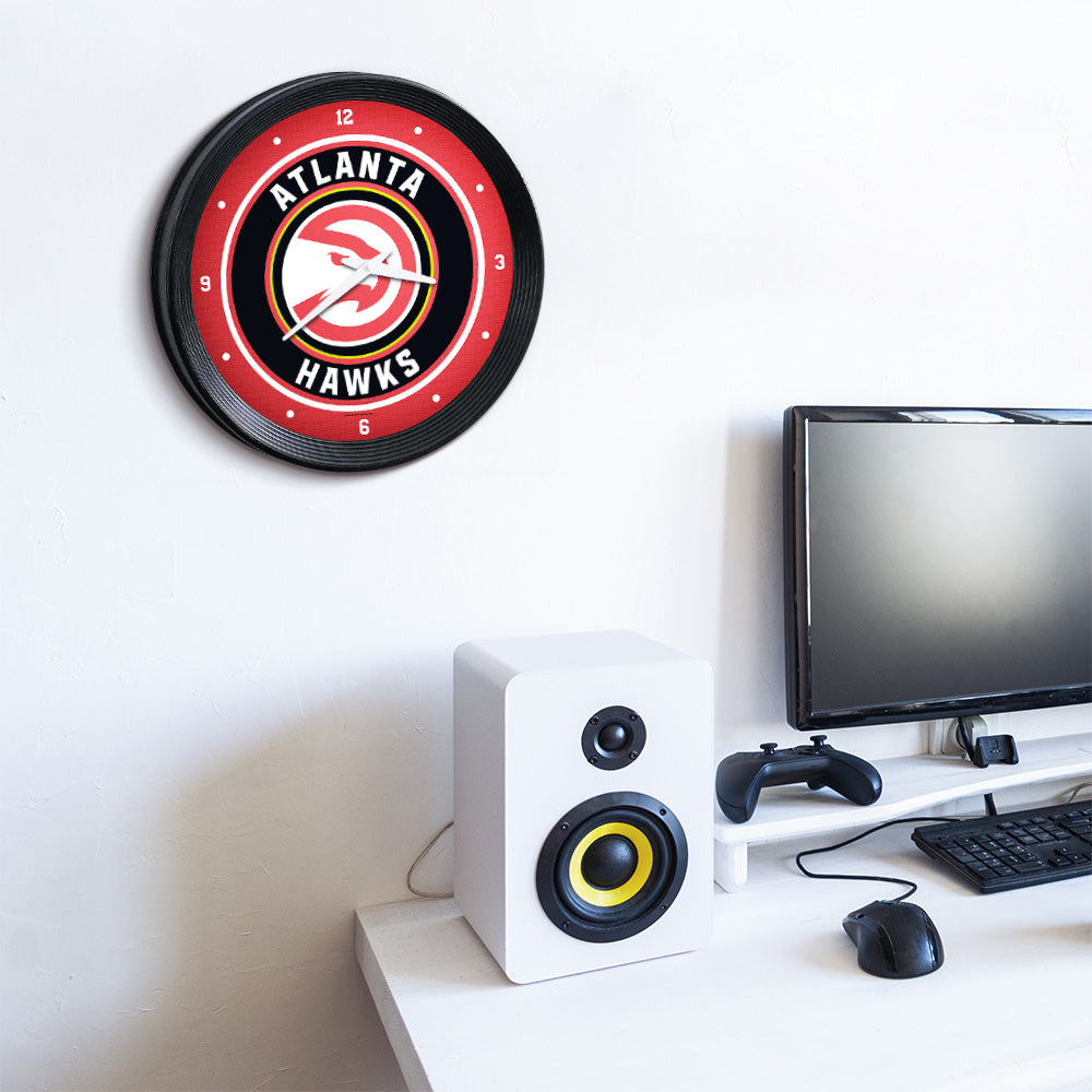 Atlanta Hawks Ribbed Wall Clock Room View