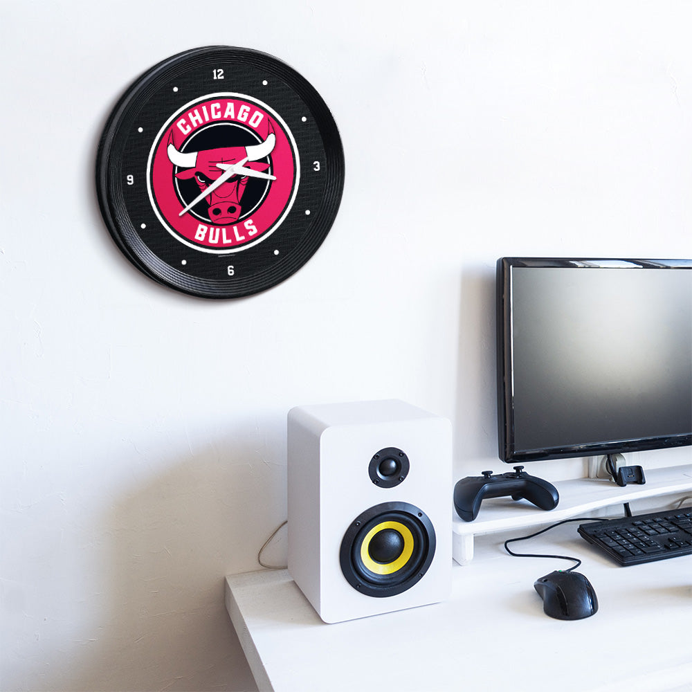 Chicago Bulls Ribbed Wall Clock Room View