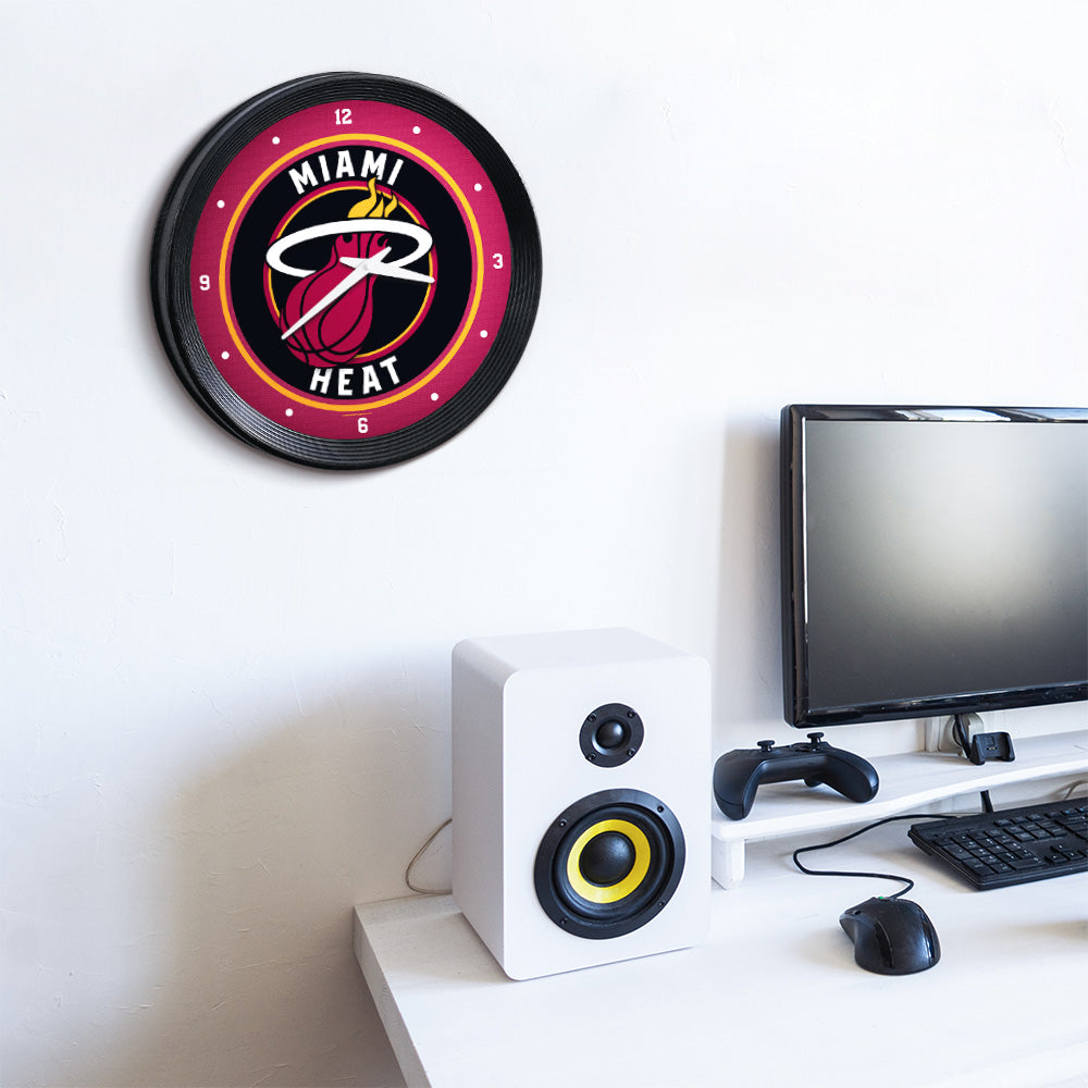 Miami Heat Ribbed Wall Clock Room View