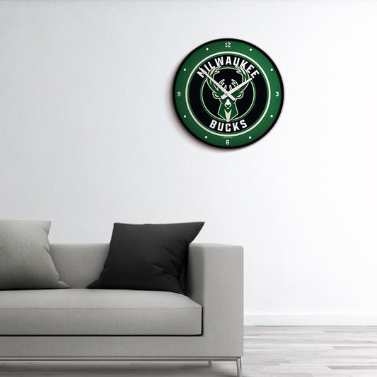 Milwaukee Bucks Round Wall Clock Room View