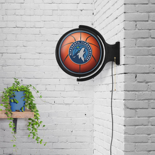 Minnesota Timberwolves Round Basketball Rotating Wall Sign Room View