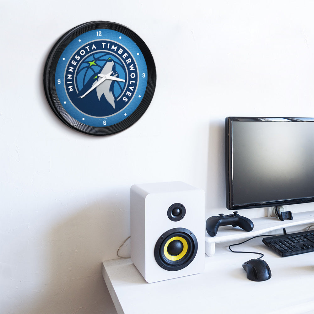Minnesota Timberwolves Ribbed Wall Clock Room View