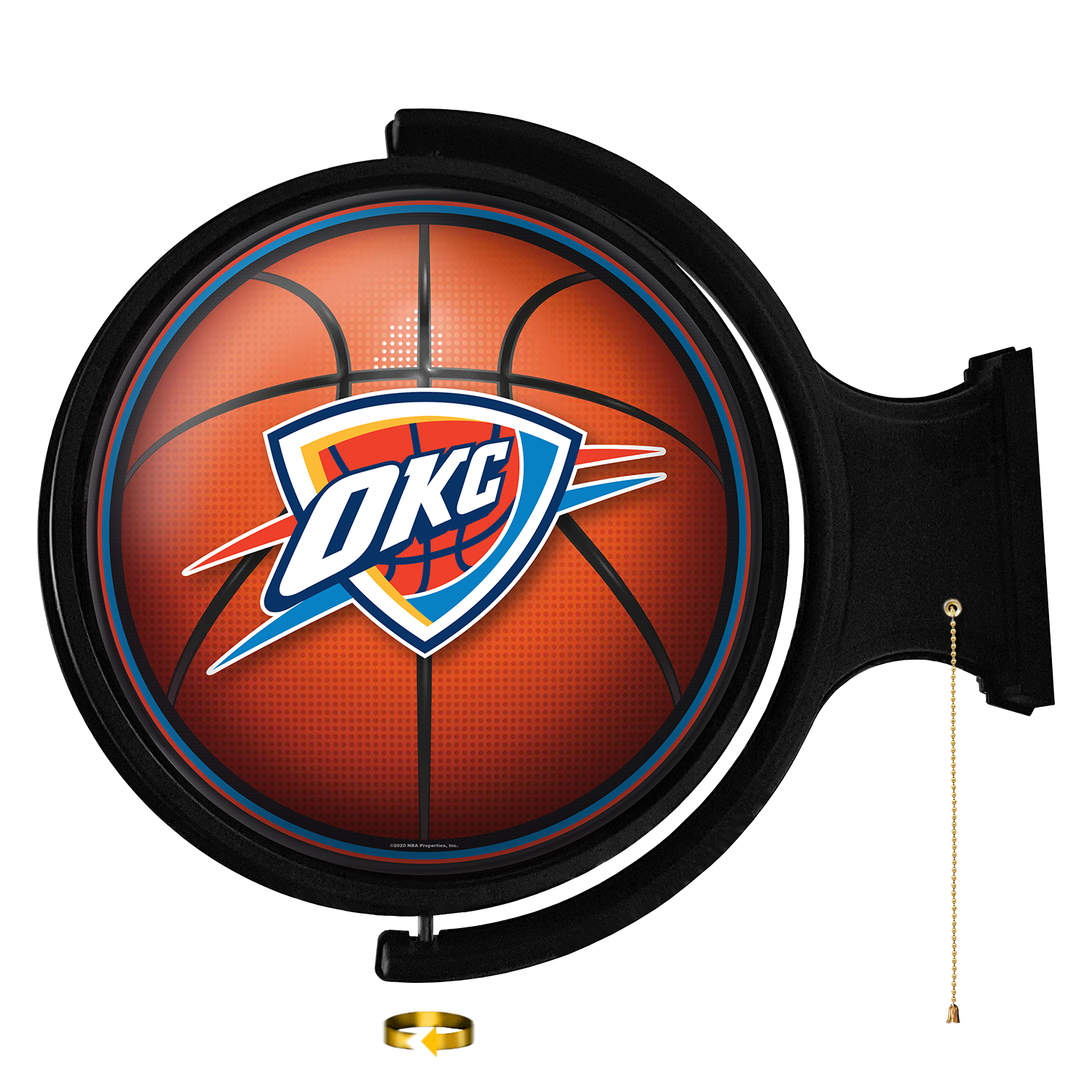 Oklahoma City Thunder Round Basketball Rotating Wall Sign