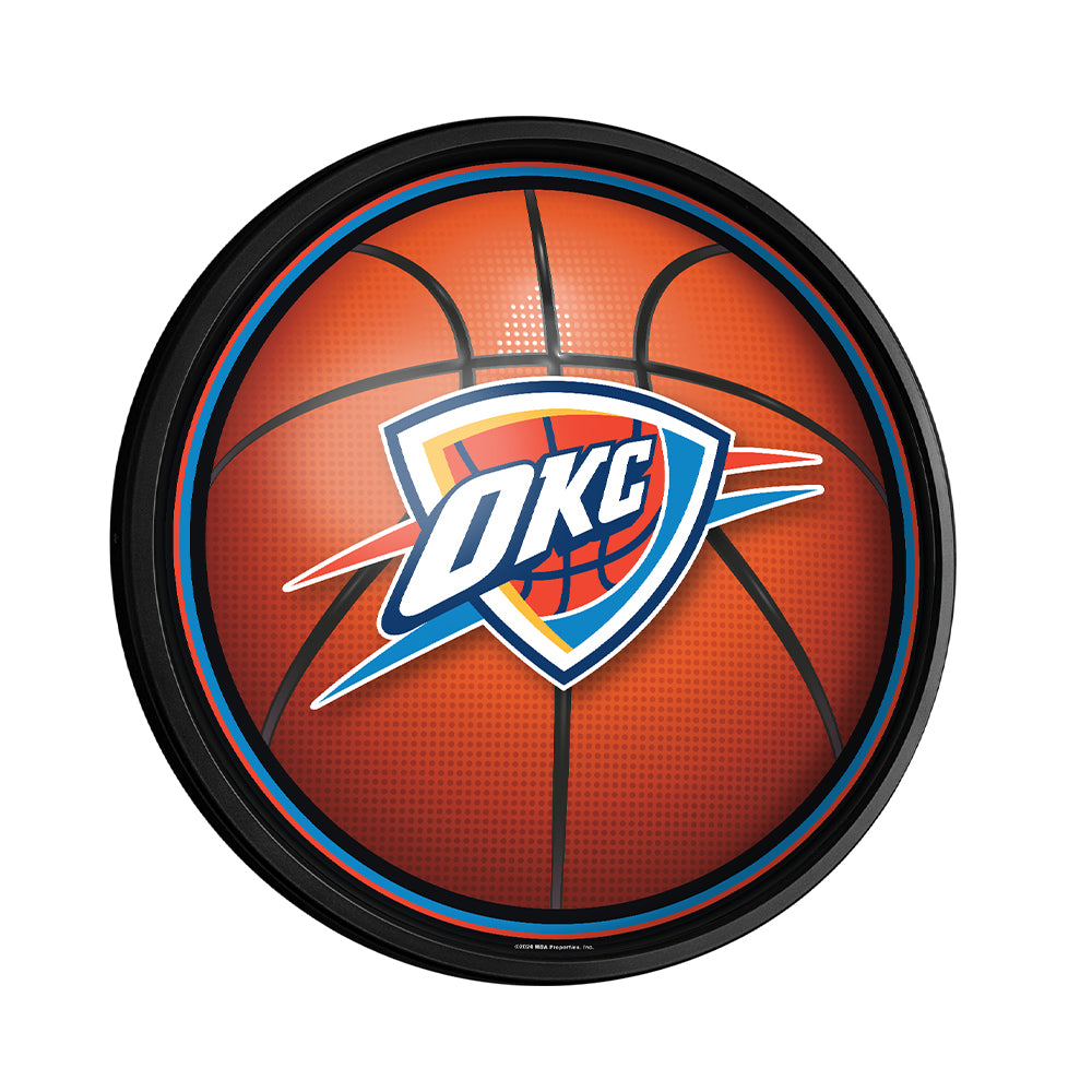 Oklahoma City Thunder Basketball Slimline Round Lighted Wall Sign