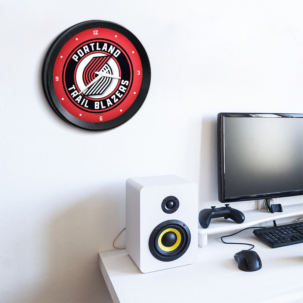 Portland Trail Blazers Ribbed Wall Clock Room View