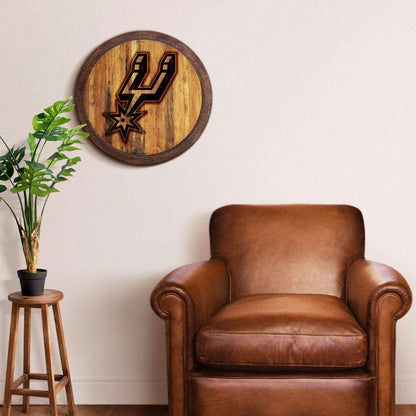 San Antonio Spurs Branded Barrel Top Sign Room View