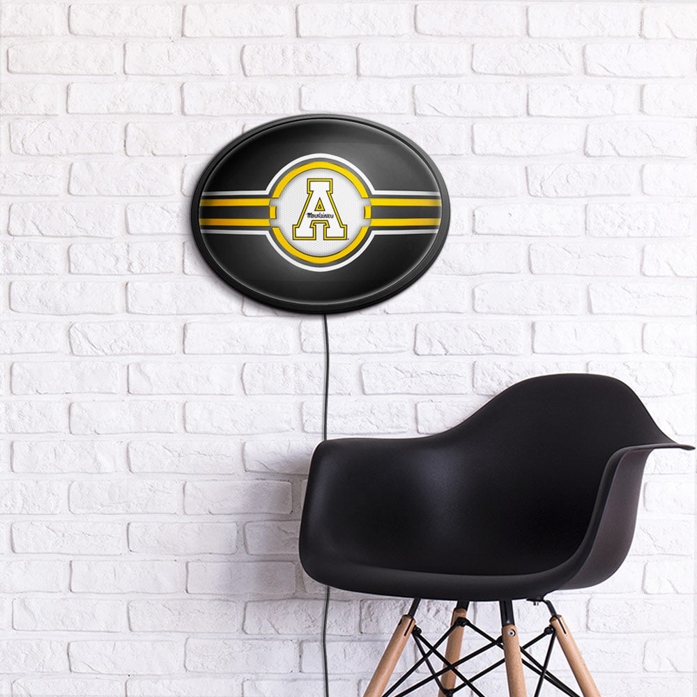 Appalachian State Mountaineers Slimline Oval Lighted Wall Sign Room View