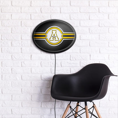 Appalachian State Mountaineers Slimline Oval Lighted Wall Sign Room View