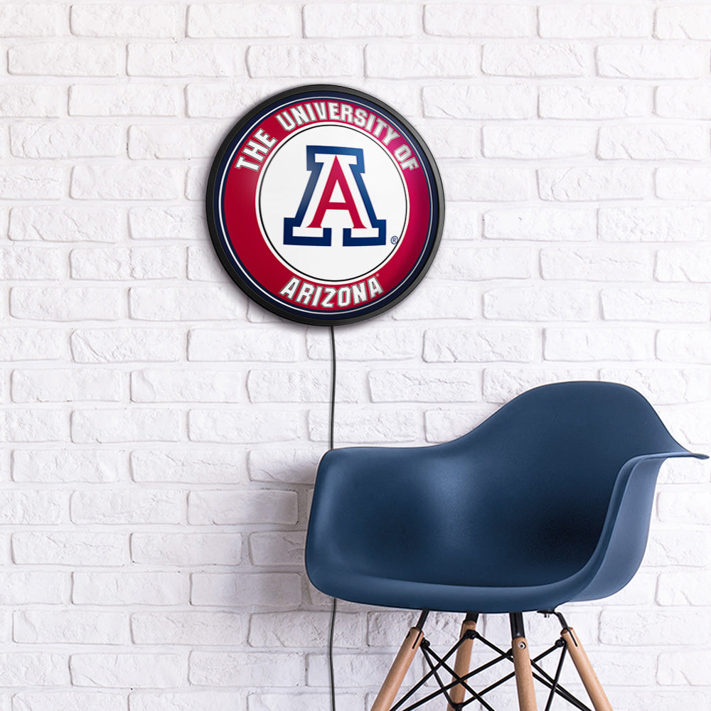 Arizona Wildcats Slimline Round Lighted Wall Sign Room View