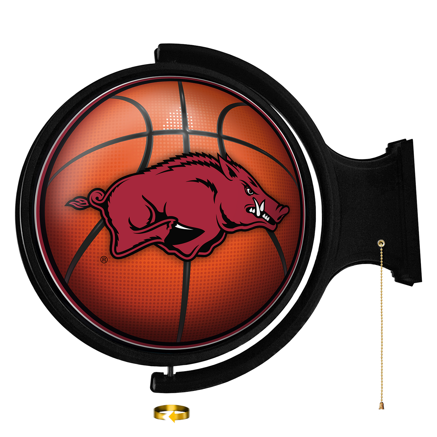 Arkansas Razorbacks Round Basketball Rotating Wall Sign