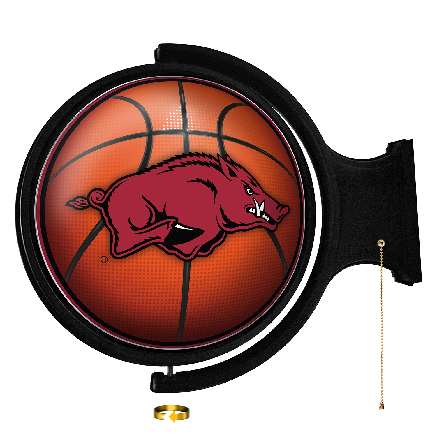 Arkansas Razorbacks Round Basketball Rotating Wall Sign